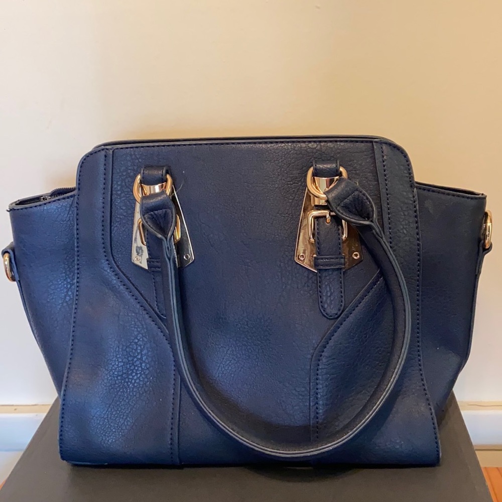 Blue Purse with Gold Buckles